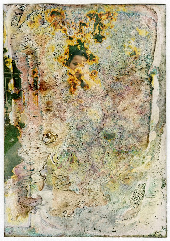 a destroyed image of a woman