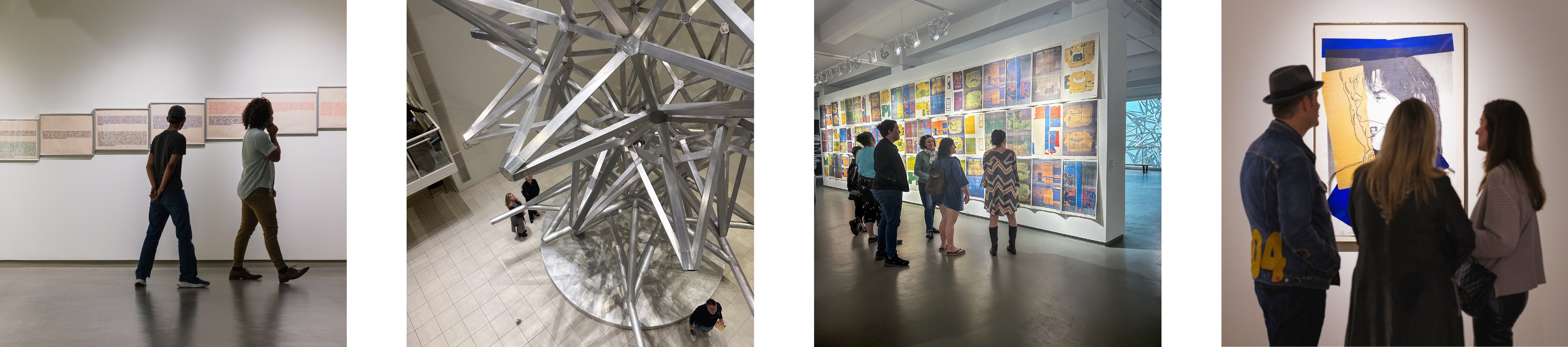 four images of guests enjoying artwork in MOCA Jacksonville