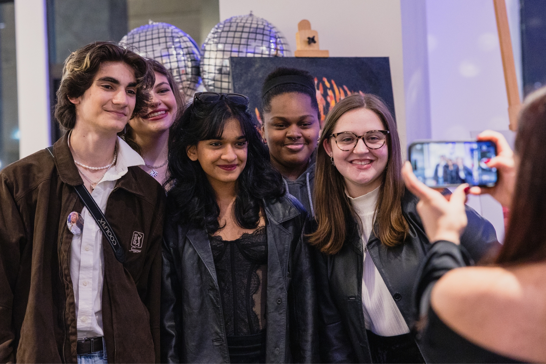 five members of MOCA's Teen Art Council pose for a picture