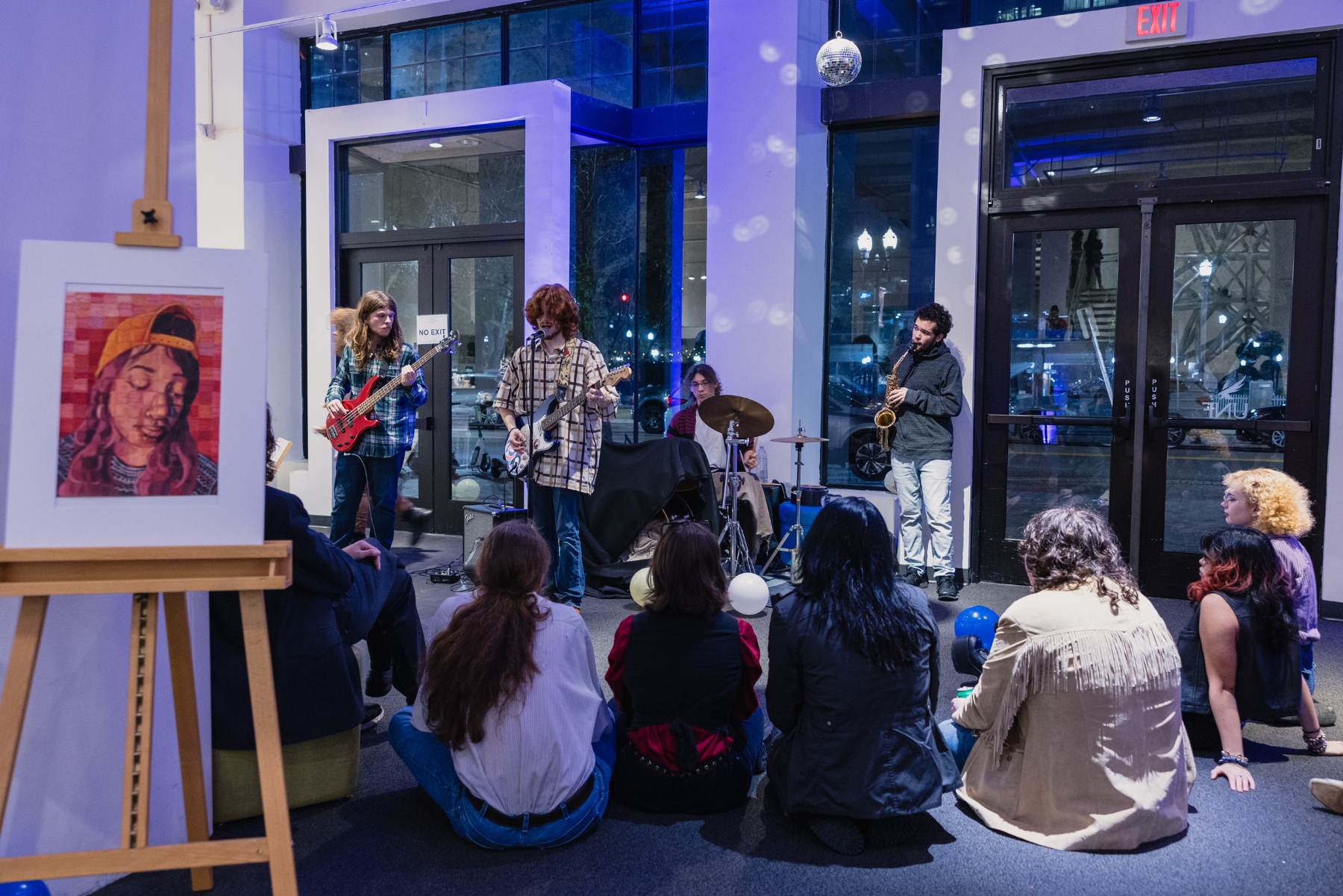 A band playing at MOCA's Teen Art Council event