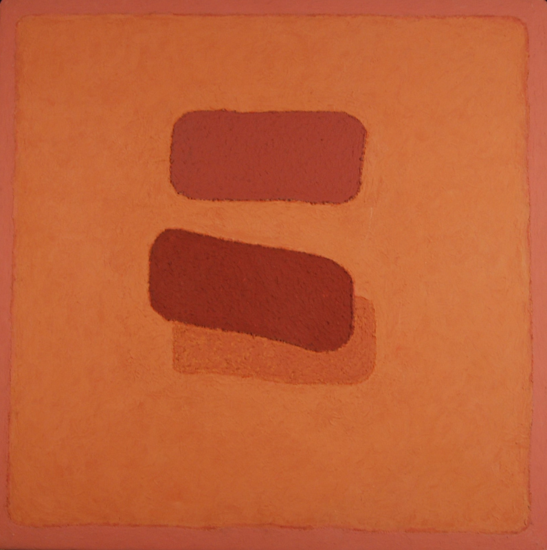 orange color block acrylic encaustic