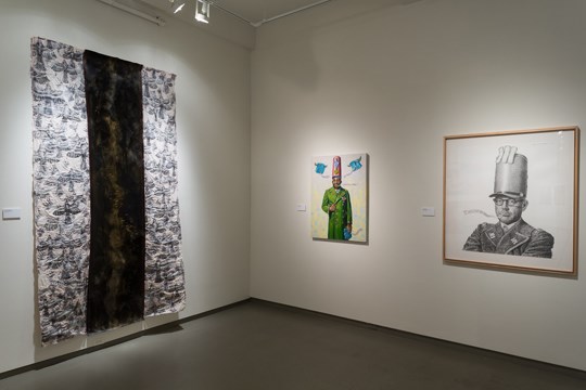 corner with three art pieces