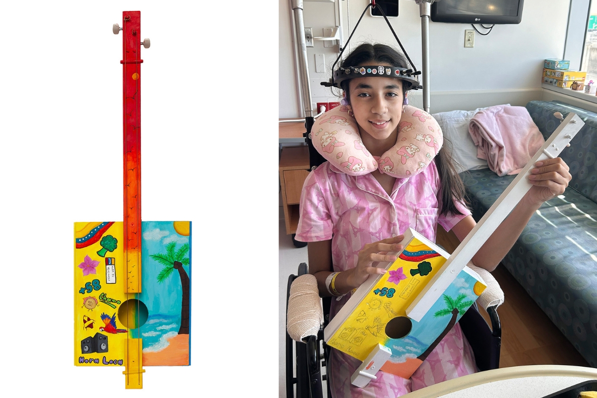 Art with a Heart patient Marihec with her work 
