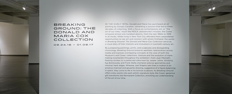 the introduction wall for the Breaking Ground exhibition explanation below