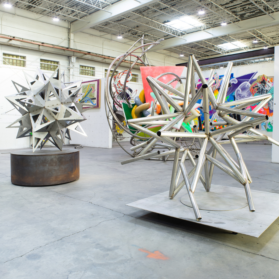 star sculptures in Frank Stella's studio