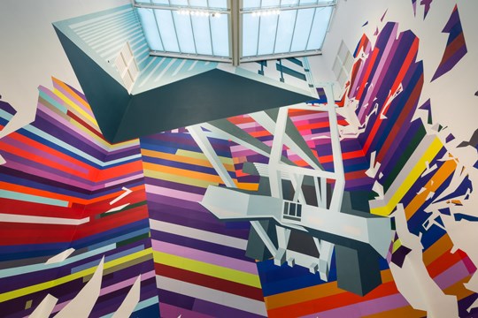 looking up into the atrium at cargomobilities by joelle dietrick