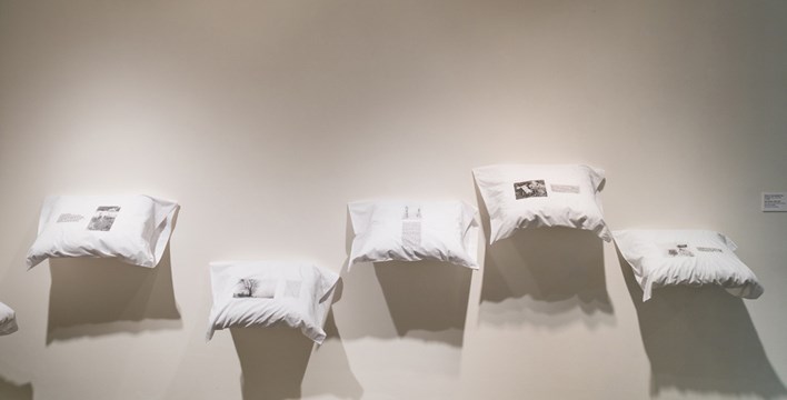 art installation that looks floating pillows