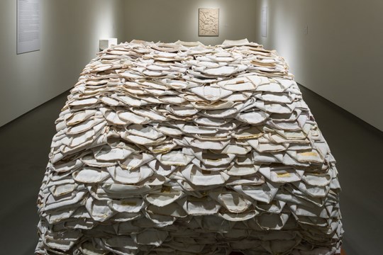 close up of artwork in White exhibit