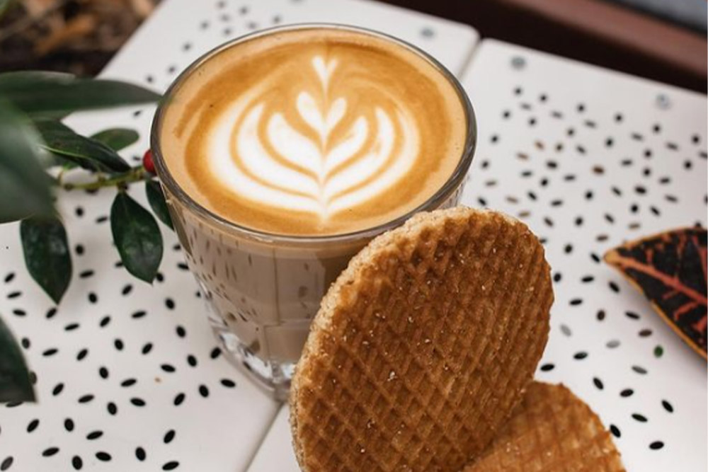 coffee mug with a Stroop waffle