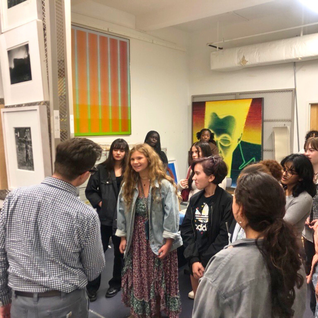 MOCA's Teen Art Council on a tour of the museum's archives