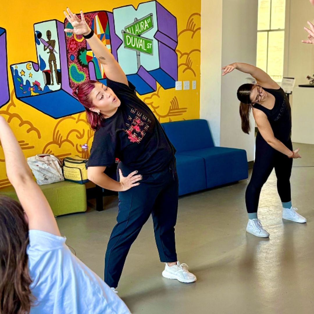 instructors leading a movement class during Summer Camp @ MOCA