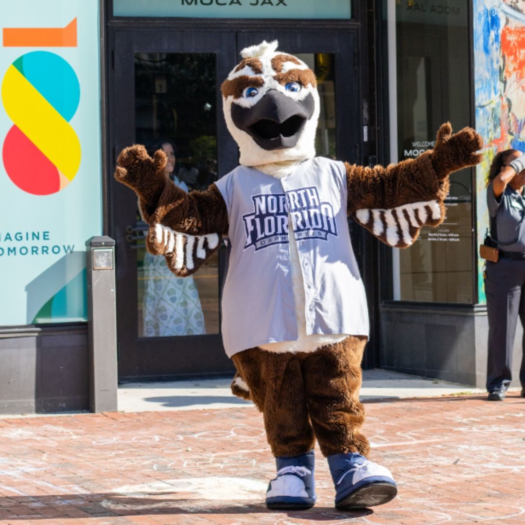Ozzie the Osprey in front of the Museum of Contemporary Art Jacksonville