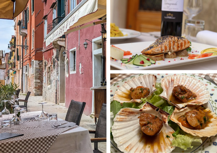 Three images of the restaurant Antica Osteria da Gino in Venice