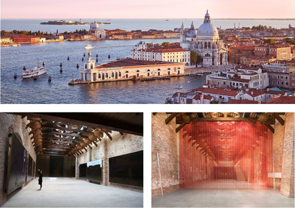 The exterior of Punta della Dogana and interior art spaces